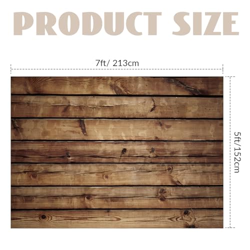 Peryiter Wood Backdrop Wooden Wall Background Rustic Backdrop Durable Polyester Fabric Photography Supplies for Party, Wedding Baby Photoshoot(7 x 5ft,Brown) - color: Brown, size: 7 x 5ft