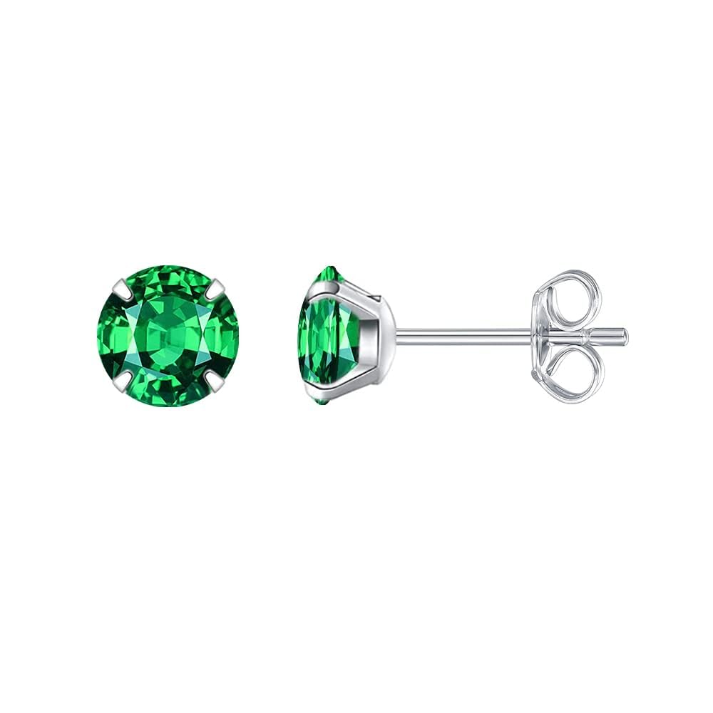 Limerencia Hypoallergenic G23 Titanium Earrings, F136 Implant Grade Pure Titanium, Suitable for Sensitive Ears with Birthstone Crystals CZ Simulated Diamonds (Green)