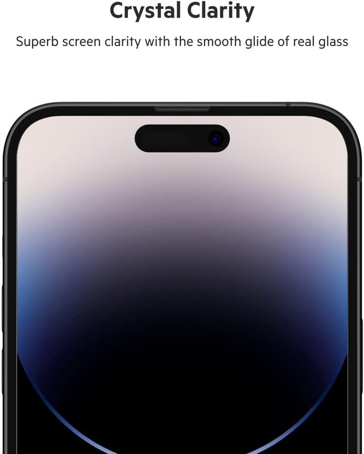 Belkin TemperedGlass iPhone 14 Pro Max Screen Protector - iPhone 14 Pro Accessories - Easy Application With Installation Guide Tray - Tempered Glass Antimicrobial Screen Protector - 9H Hardness Tested