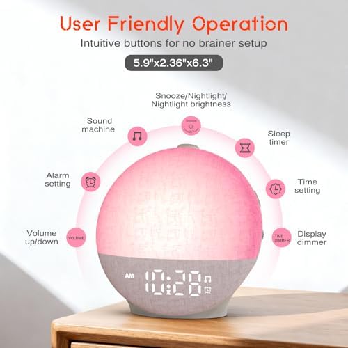 Sunrise Alarm Clock White Noise Machine, Sunset Simulation, 30 Sleep Sounds