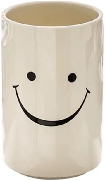 Smiley Face Ceramic Toothbrush Cup - Creative Smile Design, Practical Bathroom Cup, Perfect for Home, Dorm, or Gifts (White)