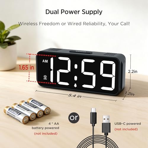 Peakeep Small Digital Alarm Clock Battery Operated for Bedrooms Travel