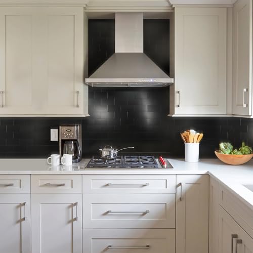 Vamos Tile 100-Piece Peel and Stick Backsplash Seamless Tile,3''x6'' Brushed Black Metal Subway Tile,Stick on Backsplash for Kitchen/Bathroom/Laundry Room - color: Brushed Black