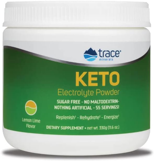 Trace Minerals Keto Electrolyte Powder - Keto Hydration Support Supplement - Mineral Supplement for Energy & Muscle Stamina Support - Zero Carb & Sugar-Free Formula - Lemon Lime, 13 oz (55 Servings)