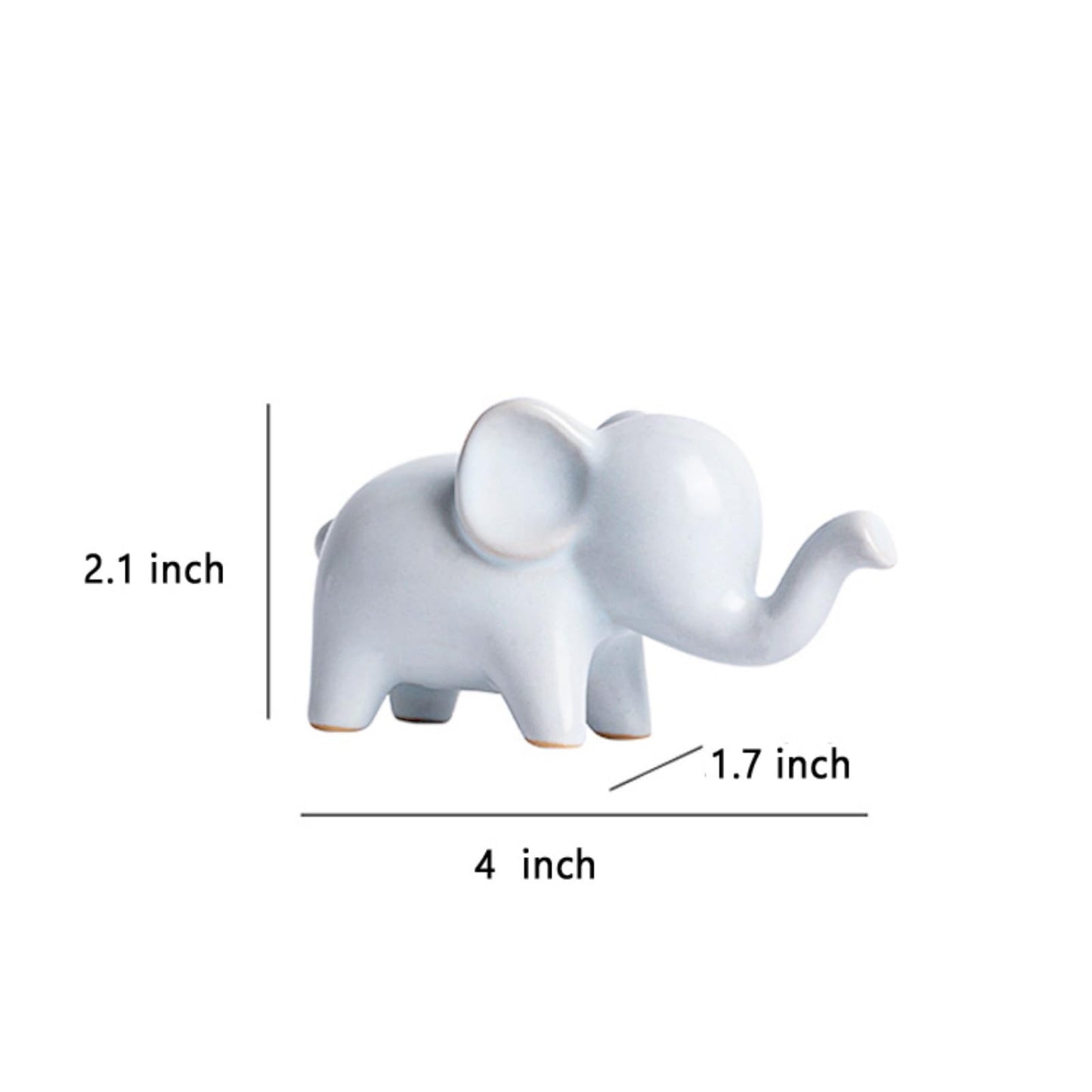 OwMell Good Luck Elephant Decor for Home, Small Ceramic Elephant Statue Figurine for Home Decor, Collection Ornament - White