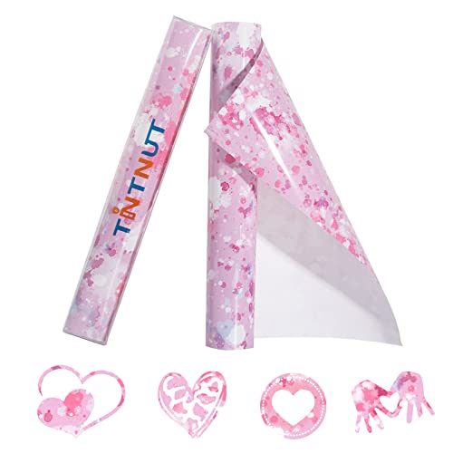 Tintnut Splash Heat Transfer Vinyl Roll - 12 Inch x 5ft Pink and White Watercolor Ink Patterned HTV Splatter Iron On Vinyl DIY T-Shirts Hats Clothes Canvas Bags - color: Pink White