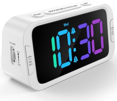 Odokee Digital Dual Alarm Clock for Bedroom with 0-100% Dimmable Display | RGB Electric Alarm Clock for Kids with Weekday/Weekend Mode - Loud Alarm for Heavy Sleepers with 5 Sounds Adjustable Volume