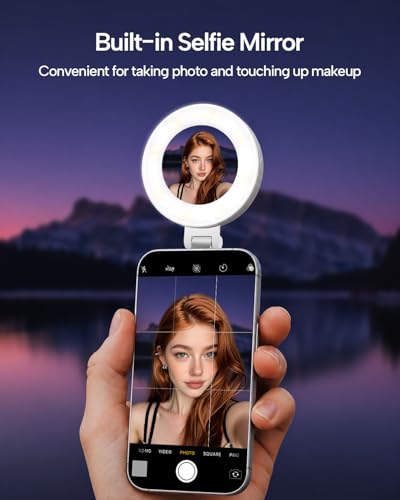 EMART Magnetic Selfie Light, Mini Phone Fill Light Compatible with Magsafe, Foldable LED Ring Light with Mirror, Dimmable Phone Light for Selfies/Video Calls/Makeup/Photography