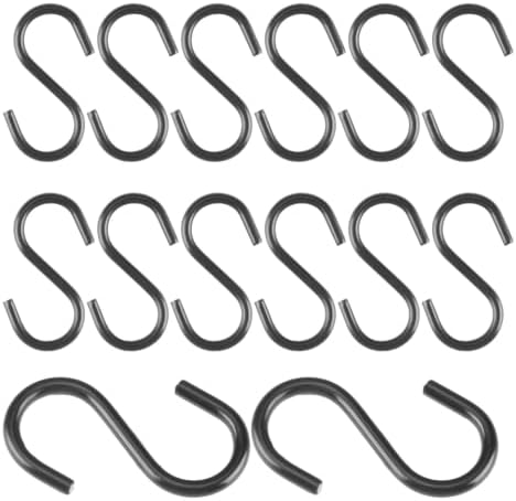 POPETPOP 100pcs Mini S Shape Iron Hooks 1 2 Inch Black for Craft Ornament