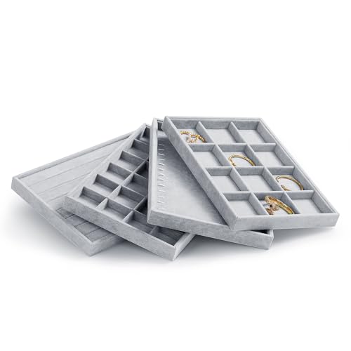 Oirlv Velvet 7 Slots Ring Earrings Studs Tray Showcase Display Jewelry Organizer - size: 7 Slot Ring Display