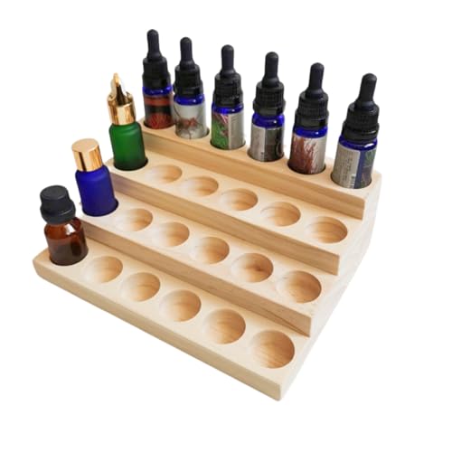 Essential Oil Display Stand 4 Tier Essential Oil Holder Solid Wood Essential Oil Rack for 24 Bottles Tabletop Display Holder Bottle Organizer for 5-20ml Bottles Display for Essential Oils - style: 4 Layers-1