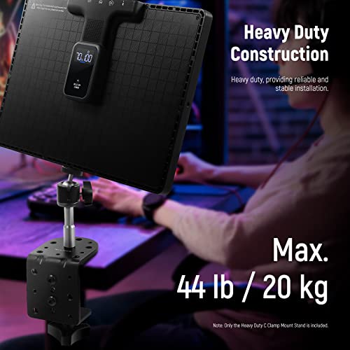 NEEWER Heavy Duty C Clamp with Mounting Column for Light Stand, Adjustable Metal Desk Clamp with 1/4" 3/8" Screws for Ring Light LED Video Light Camera, Max Load 44lb/20kg, ST-CCD1