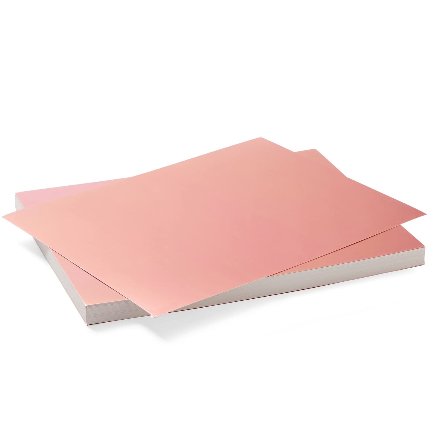 50 Pack Metallic Rose Gold Cardstock Sheets for Arts and Crafts, Single-Sided (8.5 x 11 In)