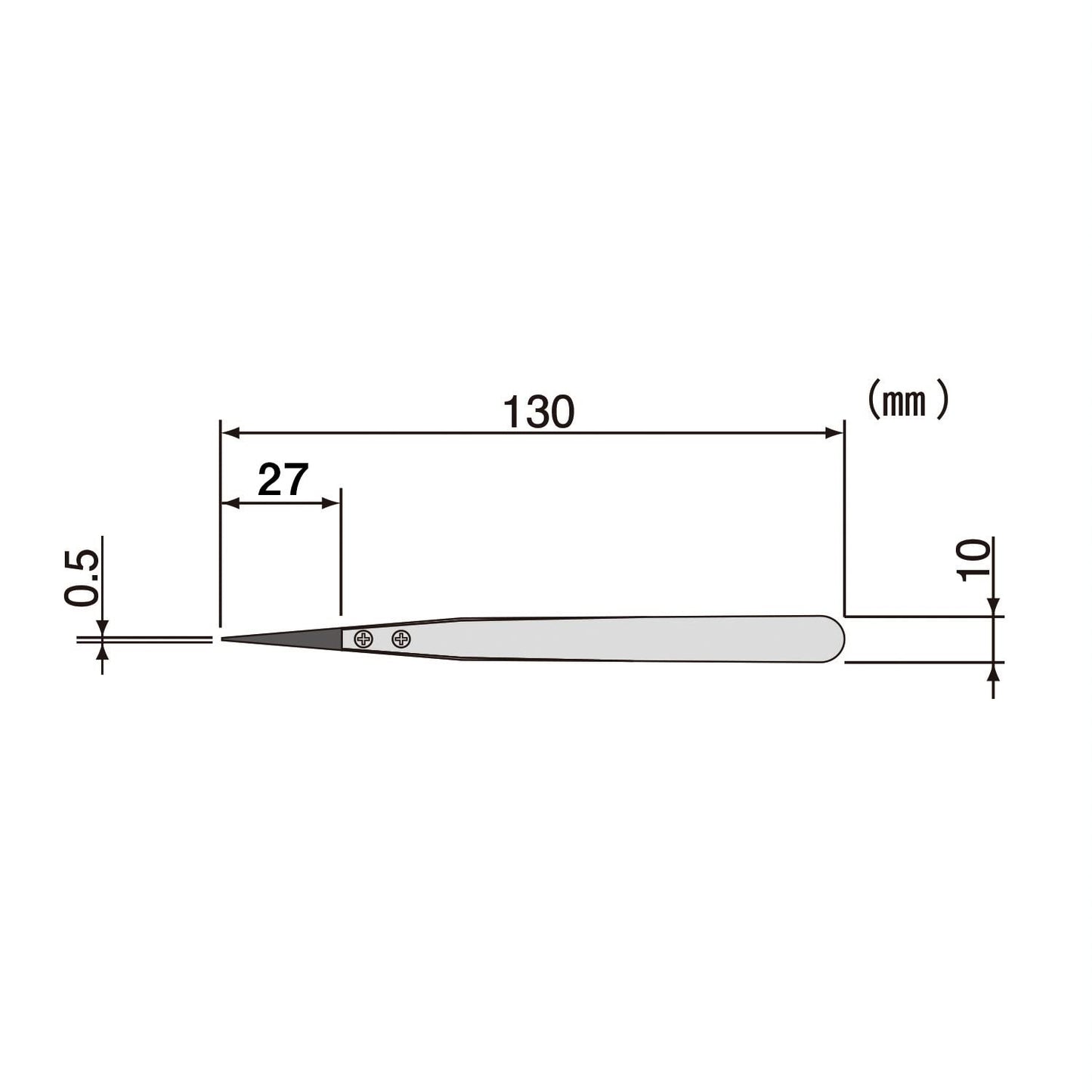 ENGINEER PTZ-41 PPS ESD-Safe Plastic Tipped Tweezers, Straight, Interchangeable Fine Pointed Tips, Stainless Steel Body