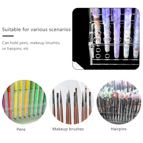 WAYUTO 144 Holes Acrylic Pencil Holder Pen Storage Rack Marker Display Stand Makeup Brush Organizer Stationery Supplies Holder for Desktop 3-Tier