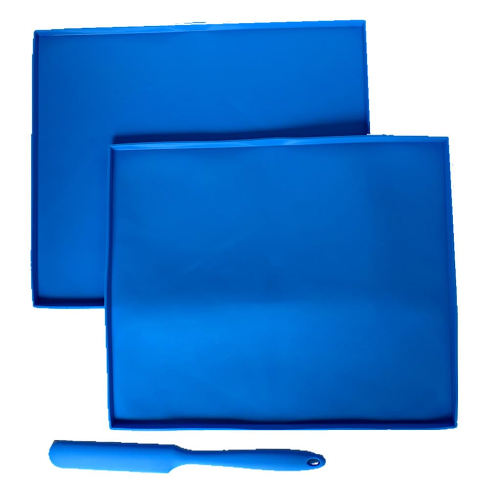 Silicone Baking Mat, Non-Stick Pastry Sheet, Swiss Roll Cake Mat, 12 x 10 inches, Blue, 2 Pack