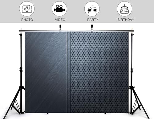 5x3ft Sleek Metal Panel Backdrop with Brushed and Perforated Steel Surfaces Photography Background for Modern and Industrial Party Tapestry Decorations Banner Photo Booth Props - size: 5x3ft