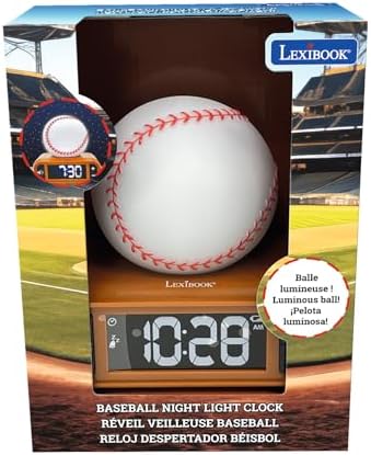 LEXiBOOK, Baseball Nightlight Alarm Clock, RL800BL