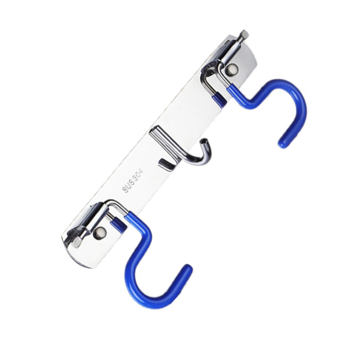 304 Stainless Steel Mop and Broom Holder Wall Mounted Rack with 2 Mop Grippers and 1 Hook