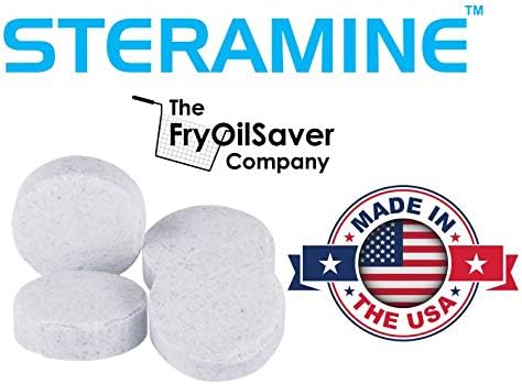 Pack of 4 (600 Tab) Steramine Sanitizing Tablets w/ 30x QT-10 Test Strips by FryOilSaver Co., Steramine Multi Purpose Contact Solution Sanitizer Tablets for Gym, Hotel, Bar, Restaurants & Food Service