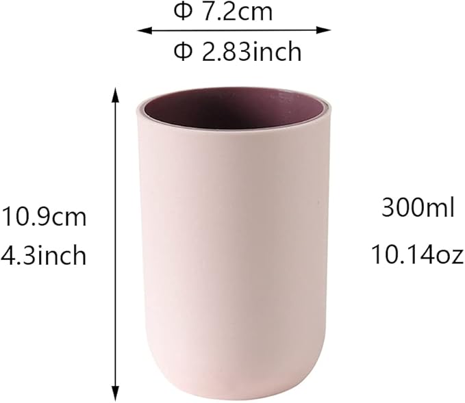 Unbreakable Reusable Drinking Cups Set of 2 Colors, Plastic Toothbrush Cup Tumblers 300 ml/10.5 oz, Dishwasher Safe (Light pink & Navy blue)
