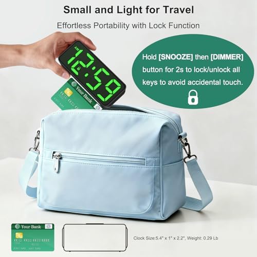 Peakeep Small Slim Digital Alarm Clock Battery Operated for Bedrooms Travel