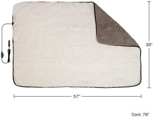 Stalwart Heated Car Blanket 2-Pack - 12V Heated Blanket for Car, RV or Camping - 57x39” Portable Electric Travel Throw - 2 Heat Levels - Tailgating Essentials (Gray)