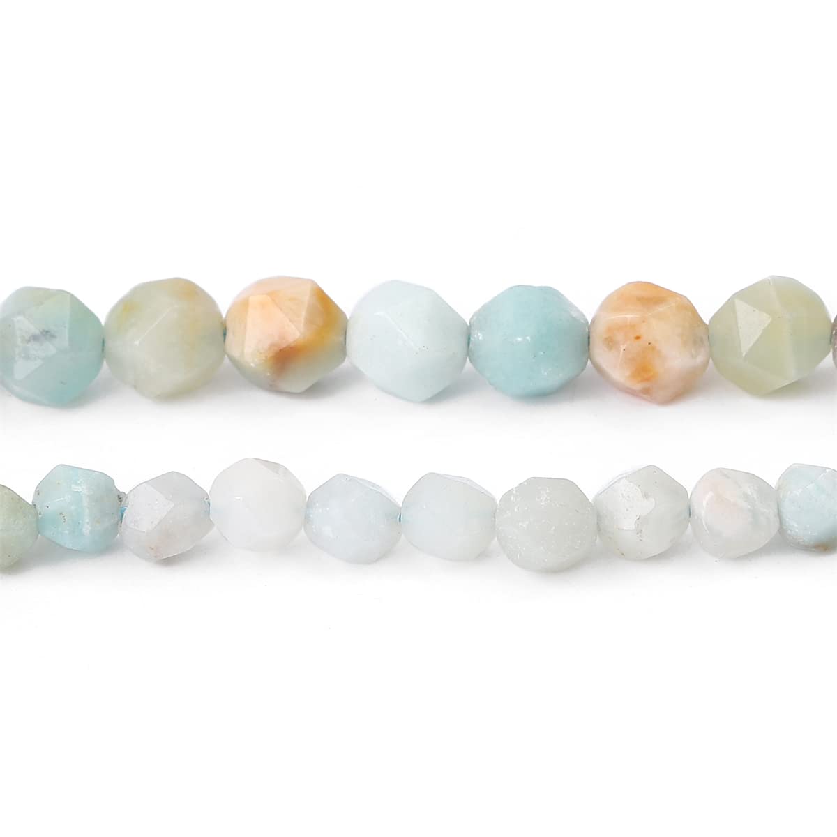 BEADIA Faceted Natural Amazonite Stone Round Beads 6mm 36cm/Strand for Jewelry Making
