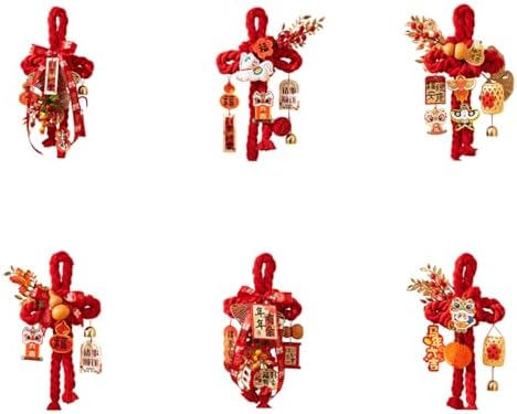 Handcrafted Cotton Thread Chinese Knot Ornament New Year Pendant for Holiday Parties and Gifting Easy Install Cotton Knot Wall Pendant with Hook for Holiday Parties Social