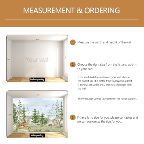 Green Pine Tree Wallpaper Safari Wallpaper Mural for Kids Room Nursery （Not Peel and Stick） - color: Cybh-955, size: 160" x 106"