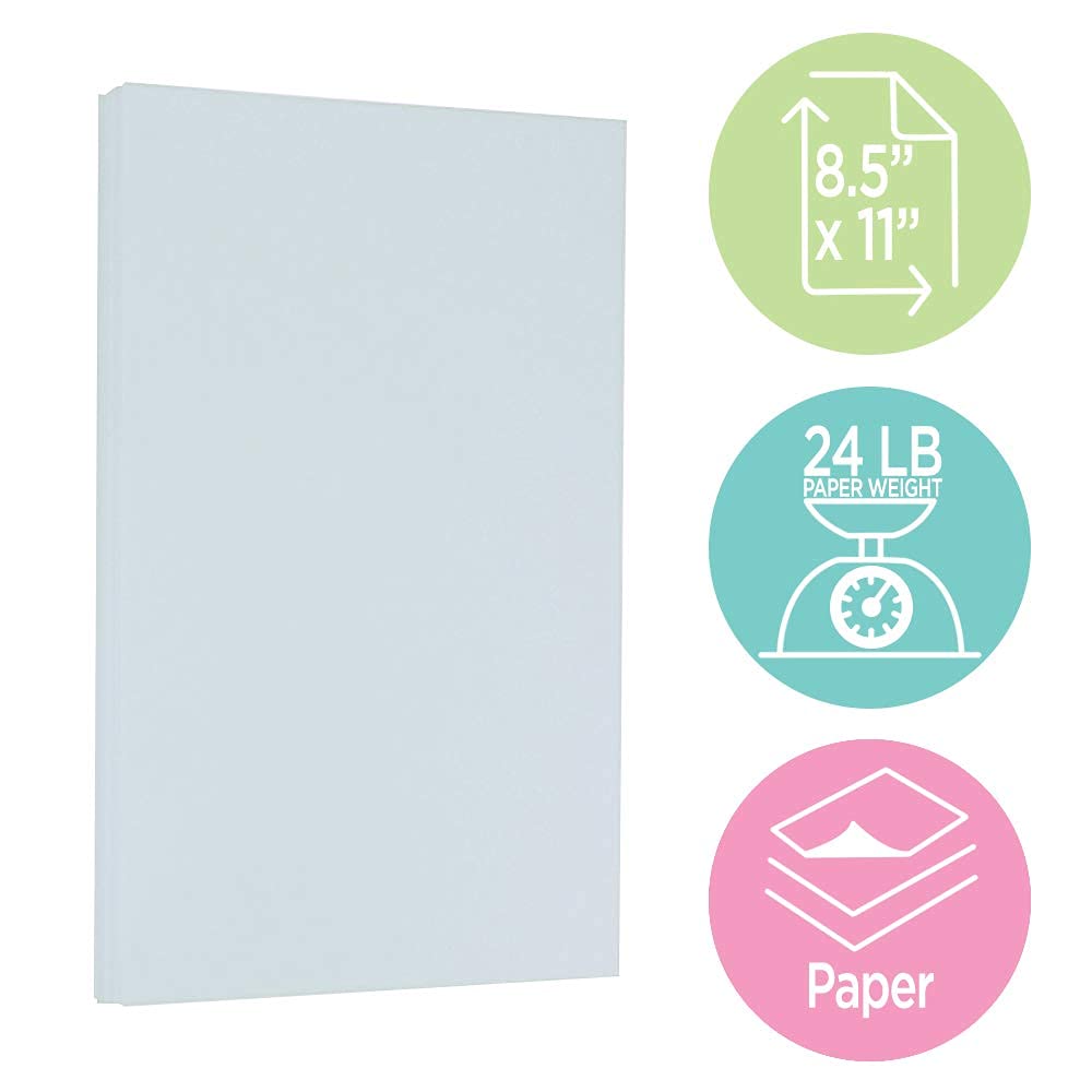 JAM PAPER Parchment 24lb Paper - 90 gsm - 8.5 x 11 - Blue Recycled - 100 Sheets/Pack