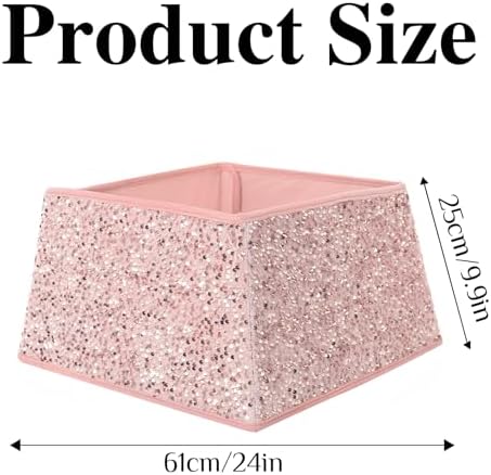 XmasExp Christmas Tree Collar 24 inch Sequin Tree Skirt for Christmas Holiday Home Decor Xmas Tree Ring Stand Base Cover Small Size 4 Piece Rose Gold