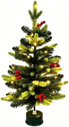 Decorative Tree Lighted Stand with Rotating Christmas Base
