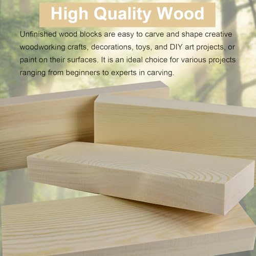 3X8X1 Inch Solid Wood Carving Blocks, 4 Pcs Wooden Art Block, Unfinished Wood Blocks for Art and Crafts DIY Carving Whittling for Adults Beginner Experts - size: 3x8x1 Inch