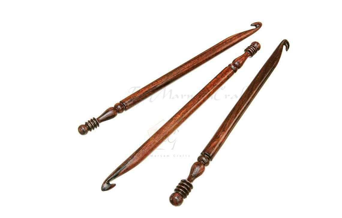 Rosewood Crochet Hook Set | 15PCS (3.5MM-25MM) | Handmade Wooden Needles | Engraved Sizes | Smooth Grip for Knitting, Crocheting, Yarn & Wool | Perfect for DIY Craft Projects & Gifts