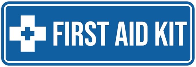 Standard First Aid Kit Sign (Blue) - Medium (5 Pack)
