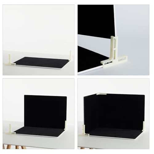 Black Velvet Photo Backdrop Boards for Product Photography, 3PCS Double-Sided Black and White Background with T-Stands, Flat Lay Tabletop Backdrop for Jewelry, Cosmetics, 15.8 x 11.8 Inch
