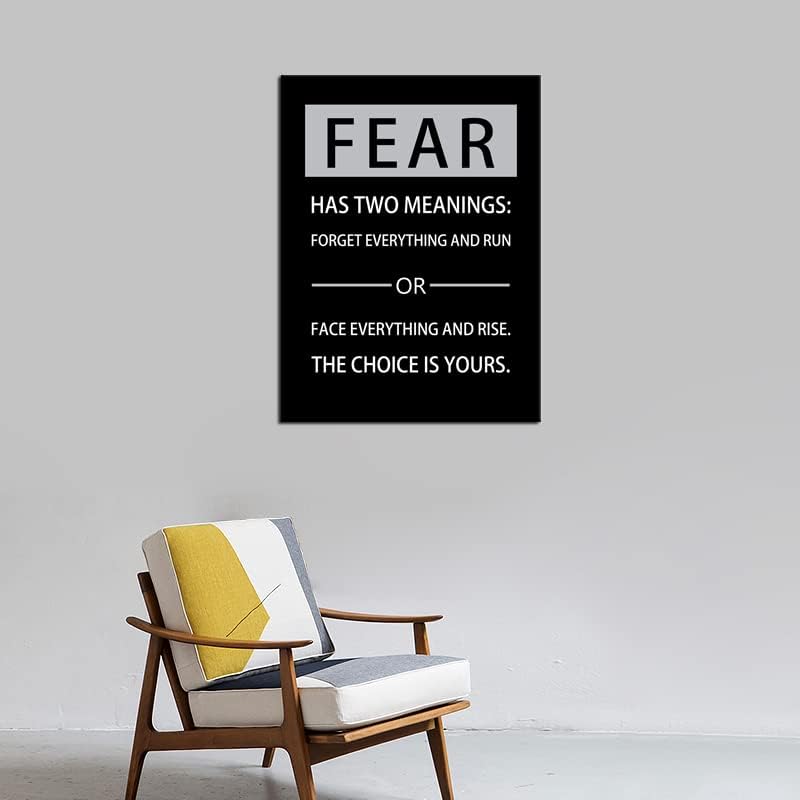 Motivational Entrepreneur Quotes Pictures Posters Fear Has Two Meanings Printed Pictures Inspirational Canvas Wall Art Home Decor Painting Frame for Living Room Office Ready to Hang [30''W x 40''H]