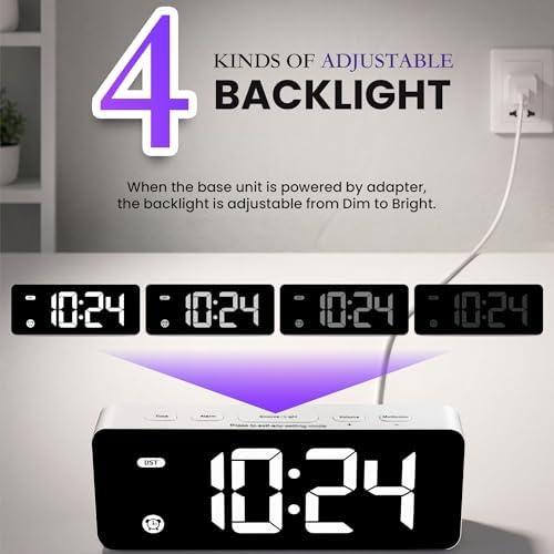 Small Digital Alarm Clock for Kids with Dimmable Backlight Volume White