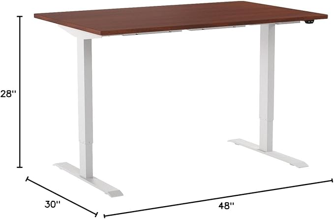 FLEXISPOT EN1 One-Piece Standing Desk 48 x 30 Inch Height Adjustable Desk for Home Office and Computer Workstation (White Frame + 48" Mahogany Top, 2 Packages)