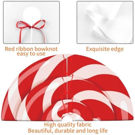 Red and White Lollipop Sweet Candy Sugar Candy Canes Swirl 36 Inch Christmas Tree Skirt Round Winter Snow Suitable for Christmas Xmas Halloween Holiday Party Decor Decoration Occasion