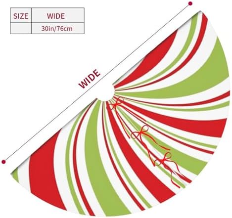 30 Inch Christmas Tree Skirt ?€? Peppermint Candy Stripe Tree Mat, Large Red White Green Holiday Decoration, Rustic Farmhouse Xmas Tree Skirt for Christmas Ornaments, Gifts & Party Decor