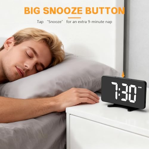 Digital Alarm Clock for Bedroom Dimmable Dual Desk Clock for Heavy Sleepers | Easy Setup, Large Number, 5 Alarm Modes