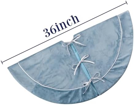Bunny Chorus Christmas Tree Skirt: 36 Inch Blue and Silver Luxury Velvet Plush Fur Christmas Tree Skirts, Vintage Bright Xmas Tree Holiday Decorations for Christmas Indoor Outdoor Décor Home Supplies