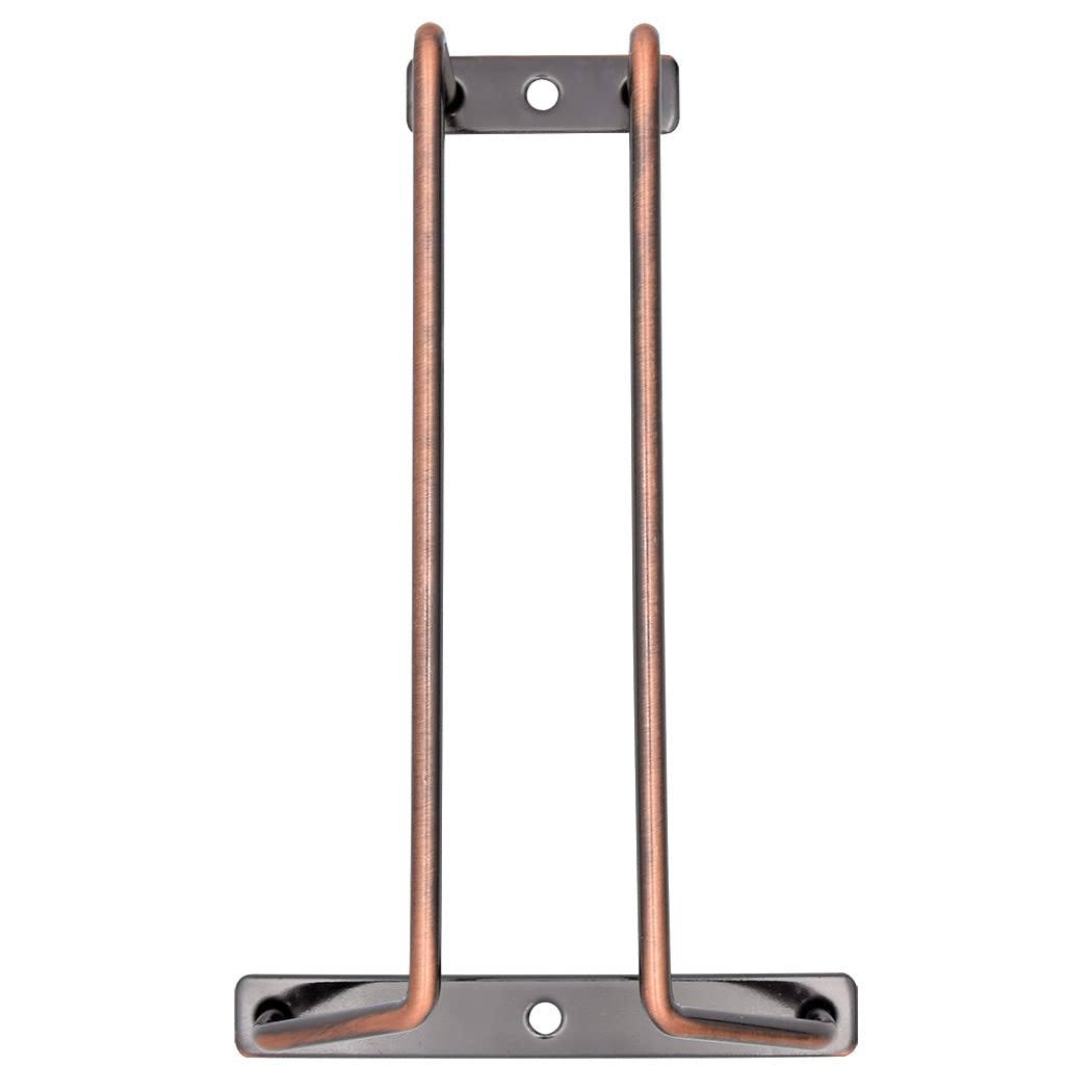 zoohot 7-Inch Red Copper Wine Glass Rack - Under Cabinet Stemware Wine Glass Holder for Bar Kitchen (1 Rows, 3 Pack)
