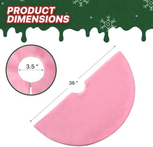 MoNiBloom Faux Fur Christmas Tree Skirt Festive Tree Skirt Decor for Xmas Holiday Tree Ornaments Christmas for Christmas Home Party Decoration (Pink, 35 Inch)