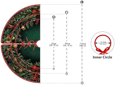 Leaves and Ribbons Christmas Tree Skirt 48 Inch by Leo Walker, Christmas Ribbon Holly Winter Holiday Tree Mat Decoration