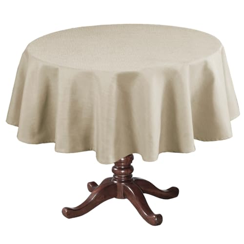 H.VERSAILTEX Linen Textured Table Cloths Round 60 Inch Premium Solid Tablecloth Spill-Proof Waterproof Table Cover for Dining Buffet Feature Extra Soft and Thick Fabric Wrinkle Free, Taupe - color: Taupe, size: 60" (Round)