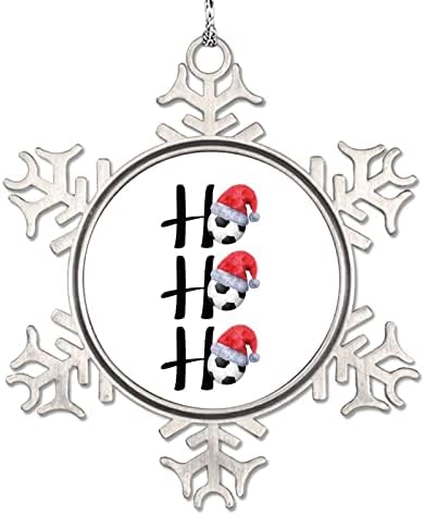 Ho Ho Ho Football Christmas Hat Snowflake Ornaments Football Christmas Hat Christmas Tree Ornaments Personalized Christmas Ornaments 2022 Metal Souvenir Gifts for Family Friend Women Anniversary