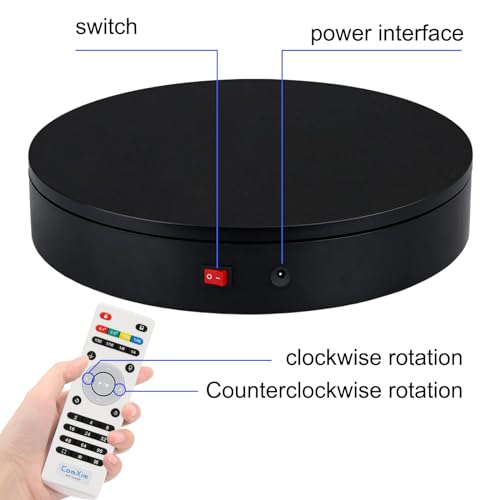 32cm Rotating Platform, 350lbs Capacity Motorized Electric Turntable, Heavy Duty Motorized Rotating Base, Large Motorized Rotating Display Stand,Photography Turntable for Photography,Exhibition - size: 12.6inch/Black/300Lbs Load